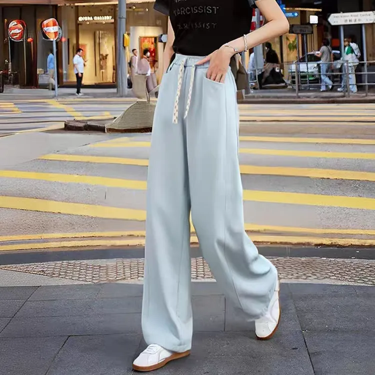 裤子女春夏高级感牛仔显瘦窄版直筒裤休闲百搭高腰阔腿裤女款