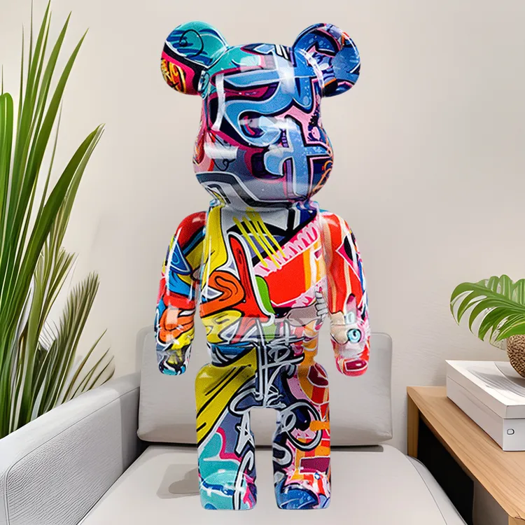 暴力熊摆件酒柜客厅电视柜轻奢网红公仔积木熊奢华摆设家居装饰品