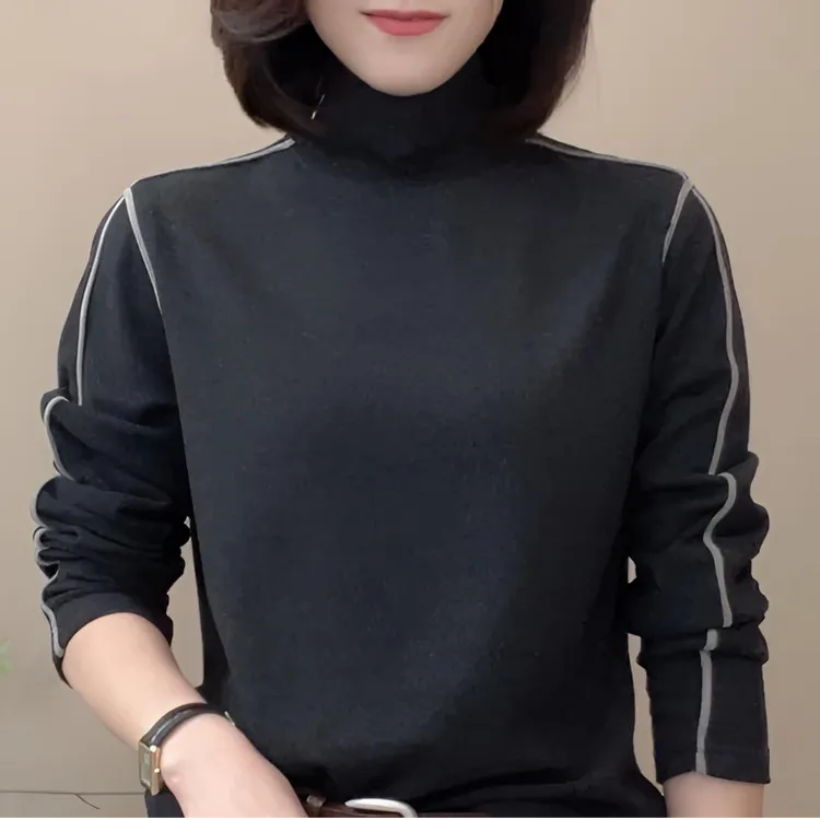 冬季新款保暖纯色半高领女士小衫百搭长袖气质显瘦打底衫女
