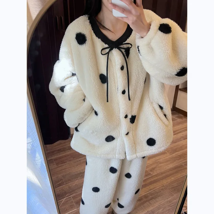 【高品质】亲子睡衣秋冬季母女儿童北羔绒加厚睡衣女童家居服冬款