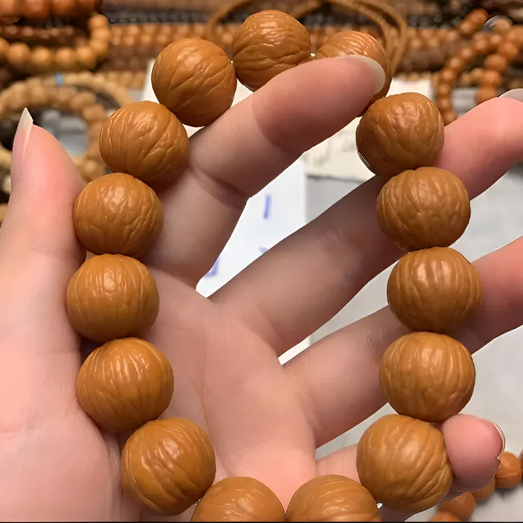  小尺寸凤羽猴头手串原生态天然无修京八棱核桃原皮凤羽猴头手串
