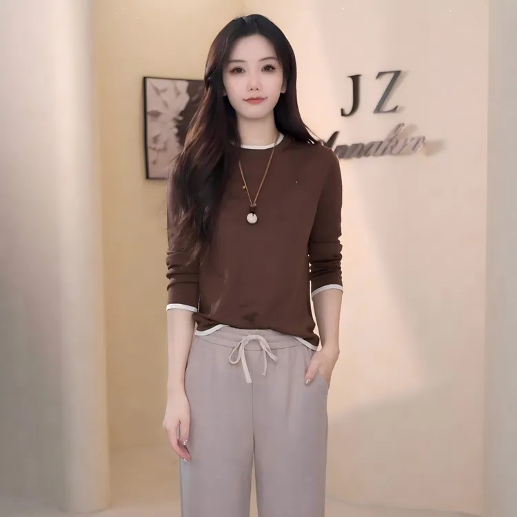 JZ玖姿假两件针织衫女2025新款商场同款休闲100%羊毛JWFC31021
