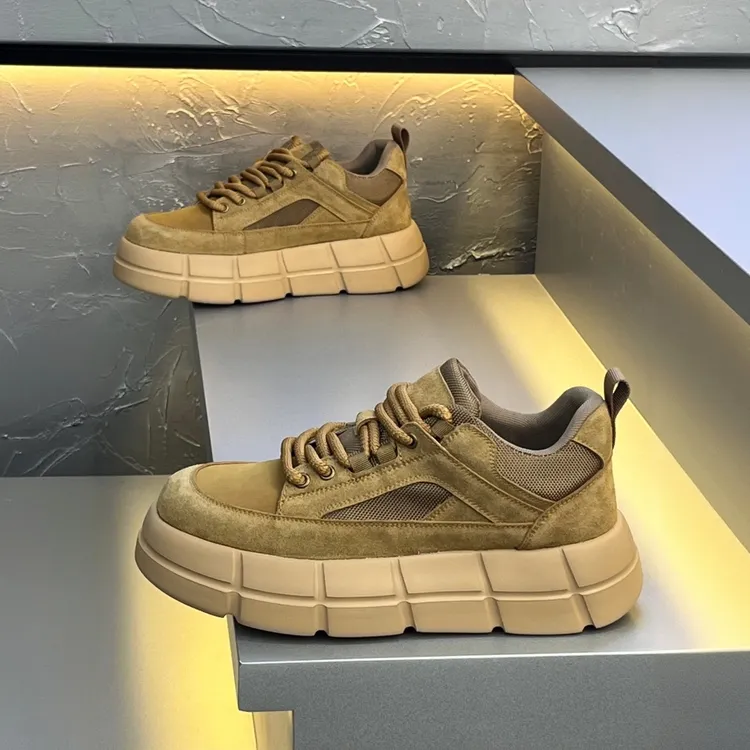 MOCCSOCC板鞋男款轻奢复古痞帅男鞋厚底增高鞋时尚百搭休闲运动鞋