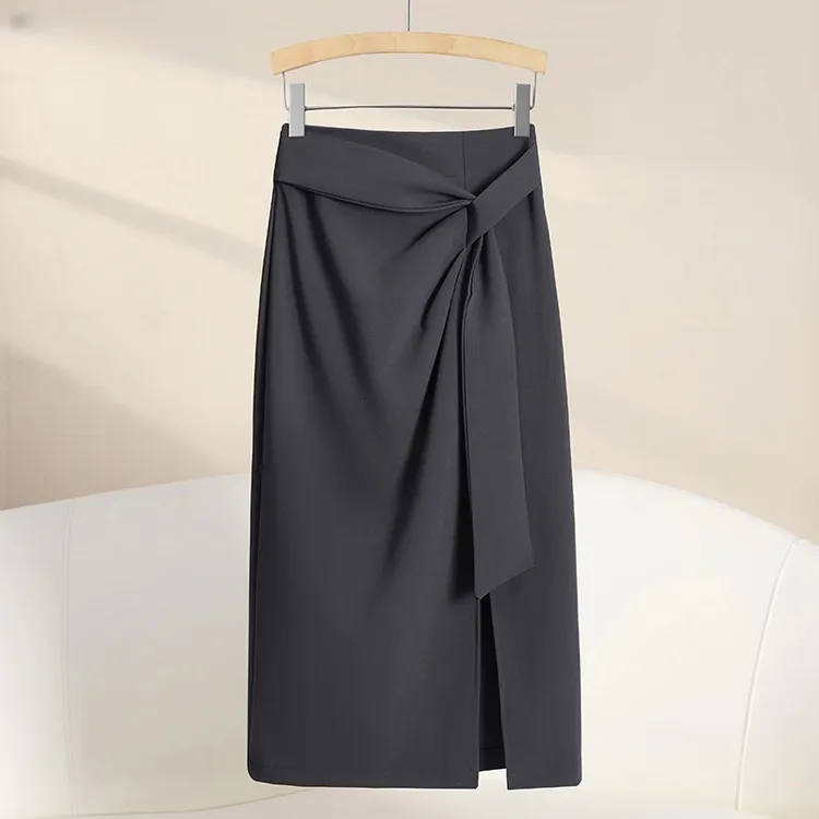 开叉包臀裙女2025夏季新款气质中长款西装显瘦半身裙职业通勤女装