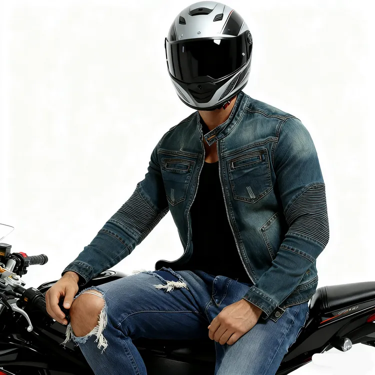 VOLERO摩托车骑行服 男女休闲四季机车牛仔夹克防摔服 复古牛仔衣