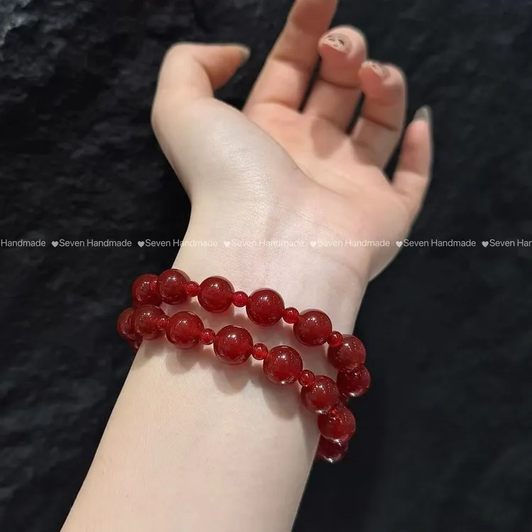 手链 【许我耀眼】许妍同款赵露思同款红色双圈手串