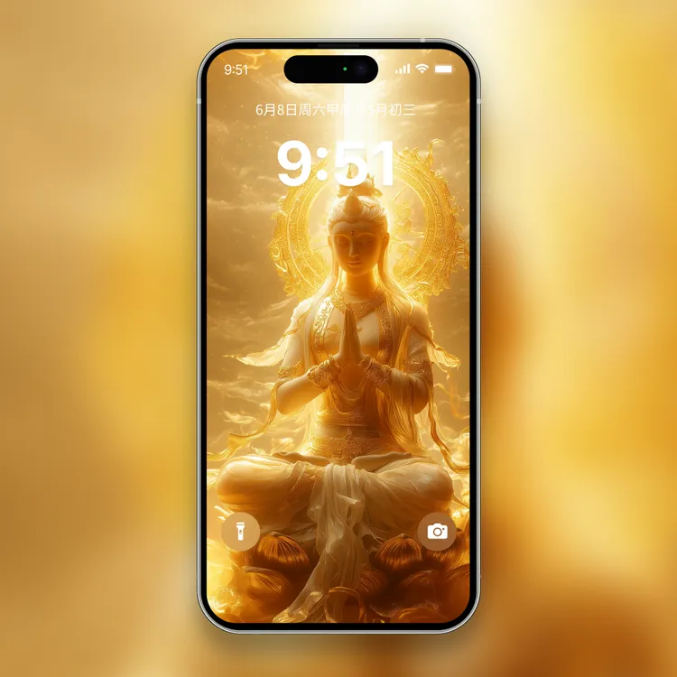 大势至菩萨动态手机壁纸  金光 马属相本命守护 