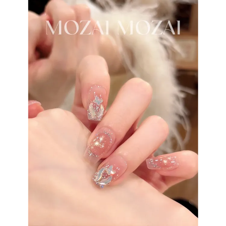 茉哉W【琉金溢彩】纯手工定制美甲拆卸穿戴甲A4569