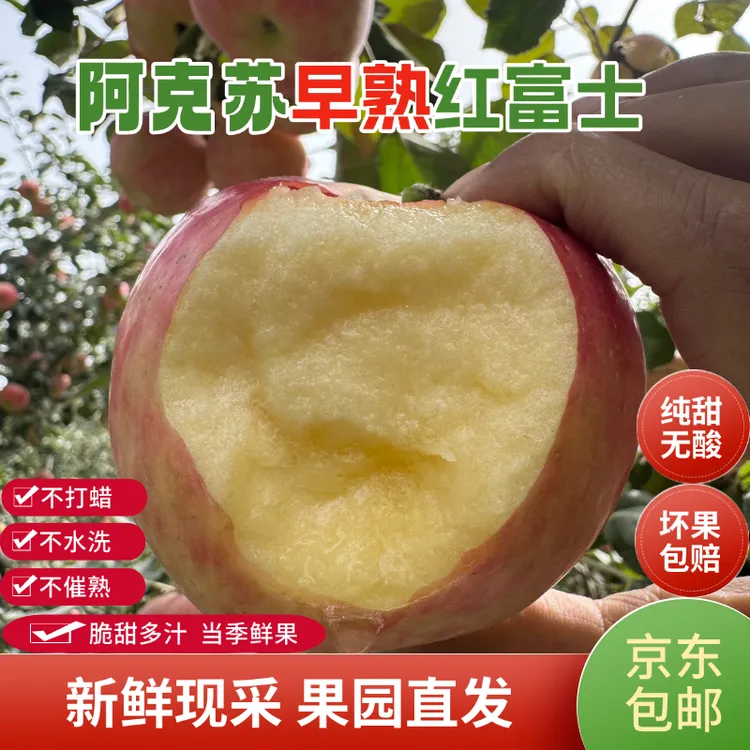 正宗新疆阿克苏早熟红富士苹果新鲜脆甜多汁当季现摘水果