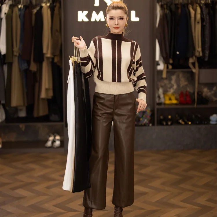 KMDIL品牌冬季新款皮裤优雅时尚气质高级感女神休闲风百搭复古