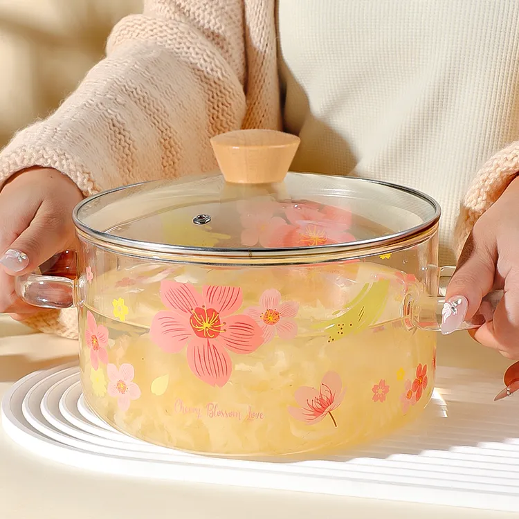 【超大号】2600ml耐高温汤锅家用双耳耐热炖锅明火玻璃泡面电陶炉