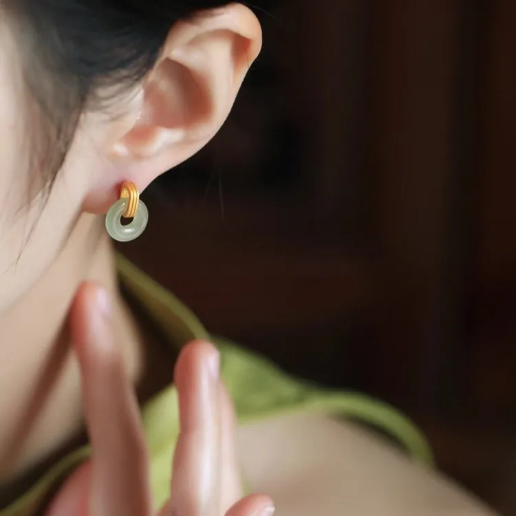 铜合金耳饰 diy材料配件耳饰耳钩空托镀18K色万能耳坠平安扣甜甜.