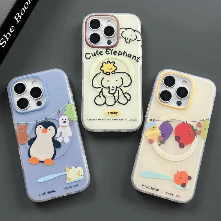 磁吸大象企鹅高级感适用iPhone16promax手机壳苹果17小众14磨砂15