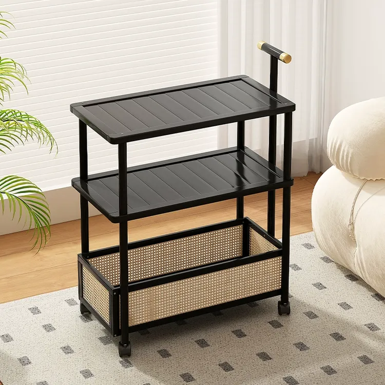 沙发边几可移动客厅侧边柜中古风零食小推车床头置物架茶几小桌子