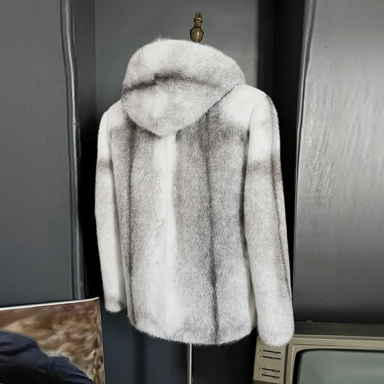 RUTEZMIPUT/路茨梅帕十字貂皮毛一体秋冬环保皮草外套男仿毛大衣
