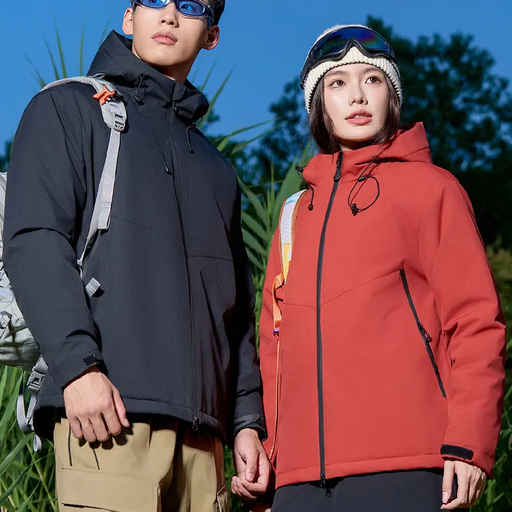 男女情侣同款防水冲锋羽绒羊毛夹克户外运动外套90白鸭绒H899.yy