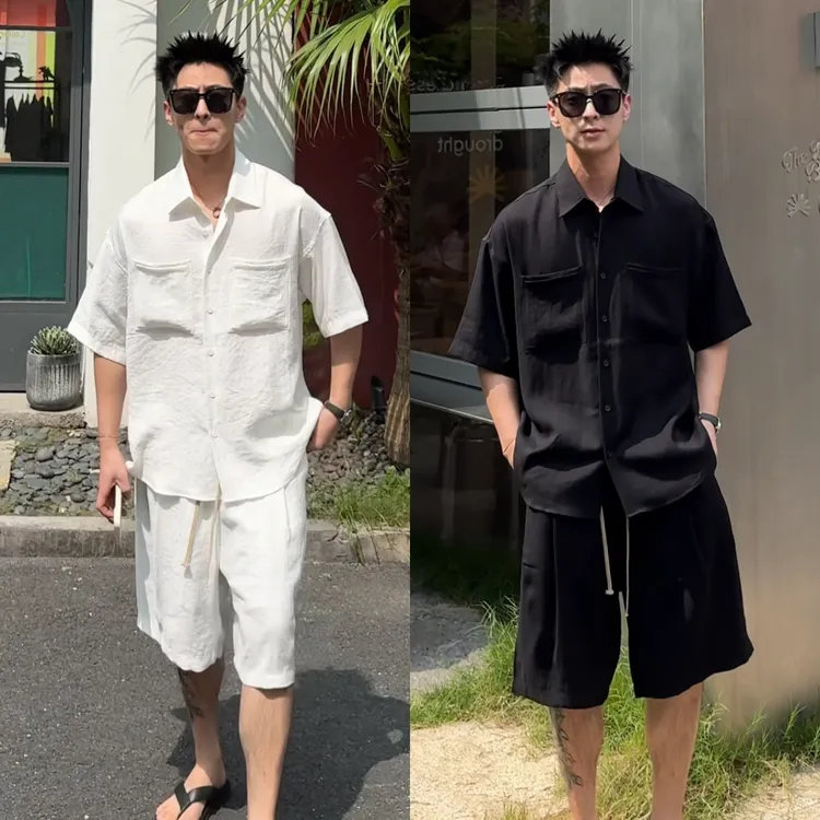 高品质休闲老钱风格时尚运动透气舒适高级感复古简约纯色两件套