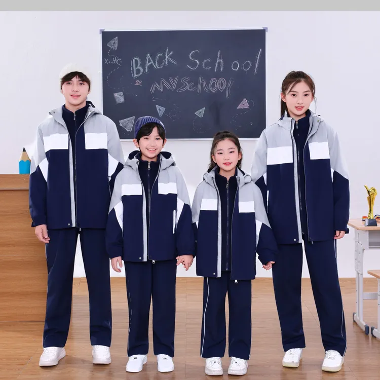 吉安校服中小学生春夏秋冬班服冲锋衣运动会服装学院风演出两件套