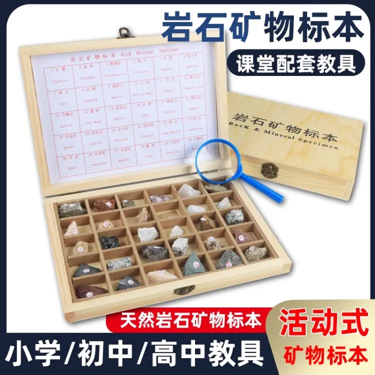 矿物岩石标本盒小学生用四年级下册科学配套学具科普石头教学教具