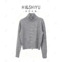 HISHIYU【软绵绵】双排扣立领拉链复古宽松气质针织外衫