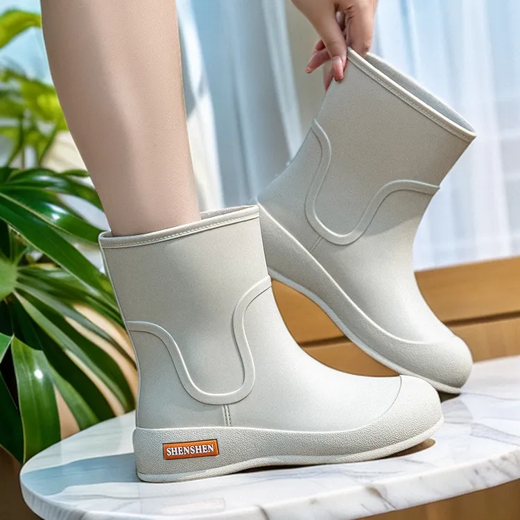 女士短筒时尚厚底雨鞋防滑耐磨防水雨靴露营玩水鞋胶鞋轻便防水鞋