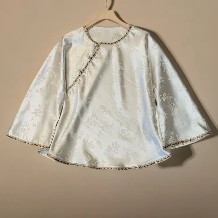 新中式宽边大袖斜襟轻薄透气圆领旗袍衬衫上衣2025新设计原创正品