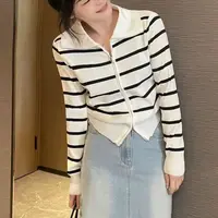 652#新款开衫条纹长袖洋气时尚百搭针织衫1