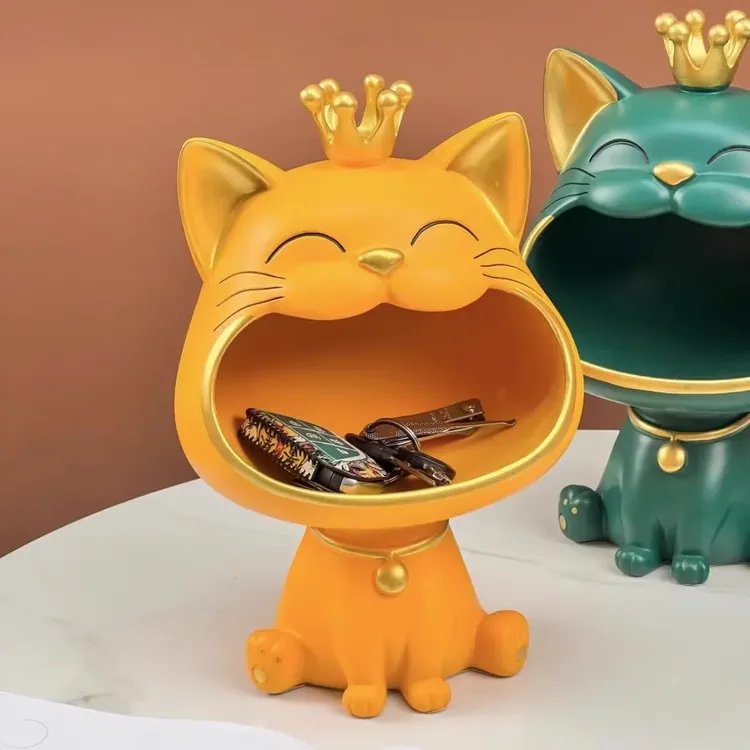 皇冠大嘴猫招财猫家居摆件创意工艺品玄关电视柜前台收纳礼物礼品