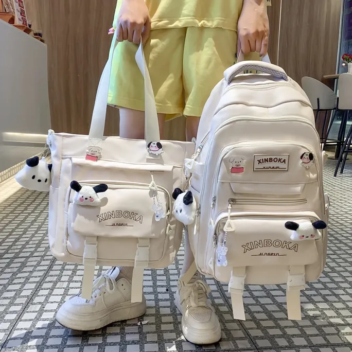 百搭初中简约双肩包女高中生韩版双肩背日系高颜值书包