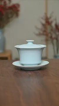 【闪购商品】其他天青釉朱法喜款马蹄盖碗120毫升一级