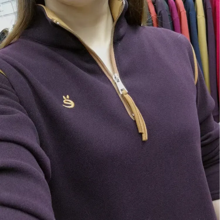 【新款福利】时尚洋气半拉链保暖撞色线条显气质显瘦宽松弹性大