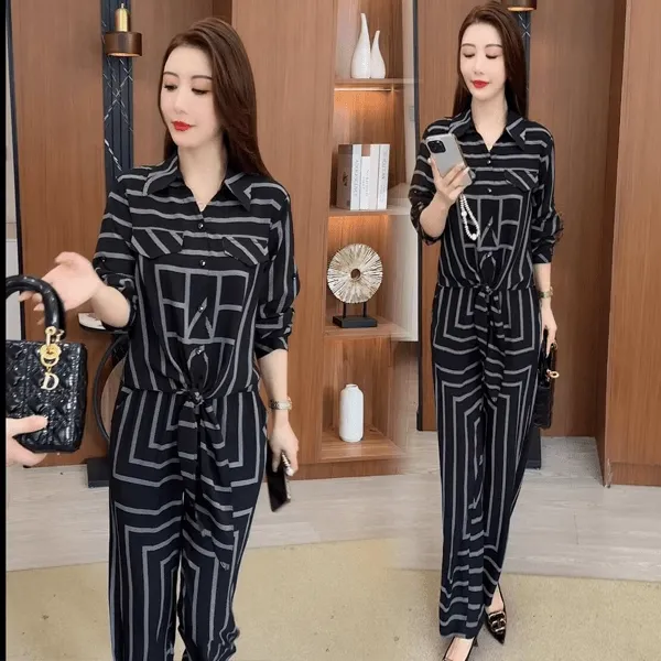 时尚套装女2025春秋新款时髦洋气遮肚子显瘦气质减龄阔腿裤两件套