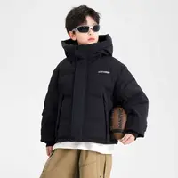 潮童冬季户外黑色三防连帽羽绒服2025新款儿童免洗极寒外套6296