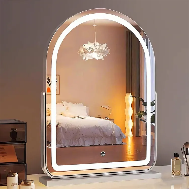 化妆镜带补光灯可旋转台式桌面梳妆镜网红款高级感美妆专用大镜子