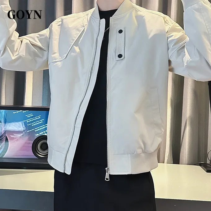 GOYN秋季潮牌痞帅男款棒球服2025新款时尚男士简约风休闲夹克外套