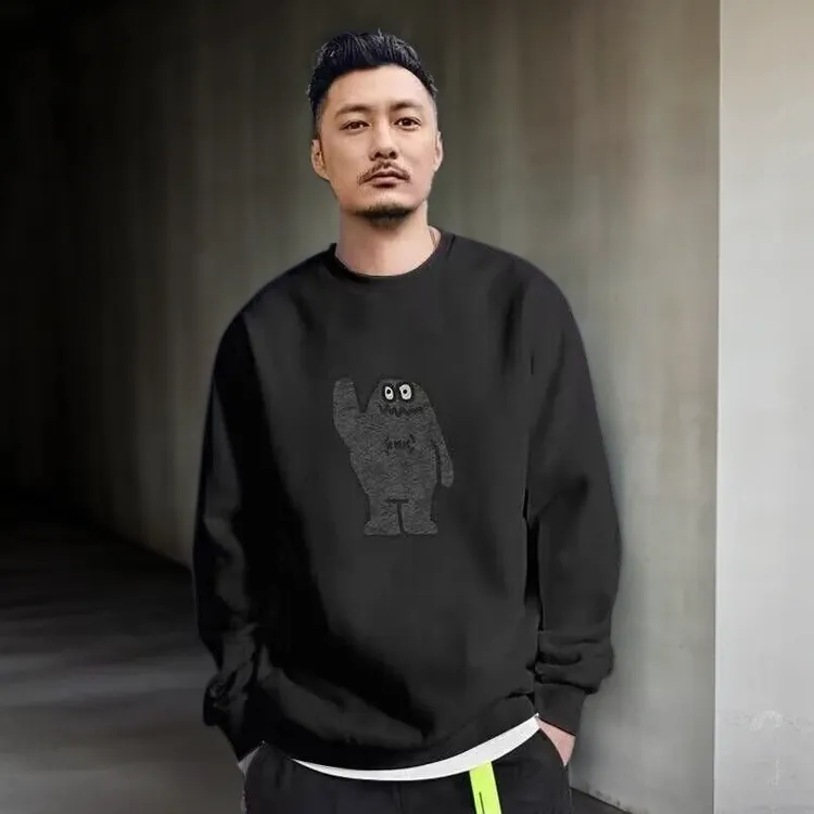 仓石一树设计感秋冬款卫衣男士高级感宽松时尚百搭休闲加绒上衣