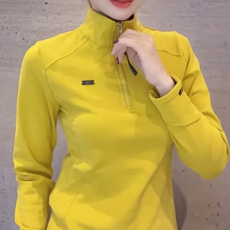长袖欧美风少女风拉链立领T恤半开领辣妹风字母秋季新款加厚锁温