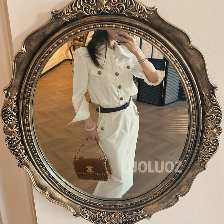 LUOLUOZ【时髦腔调】高级感气质绝美设计感时尚短款连衣裤JF964