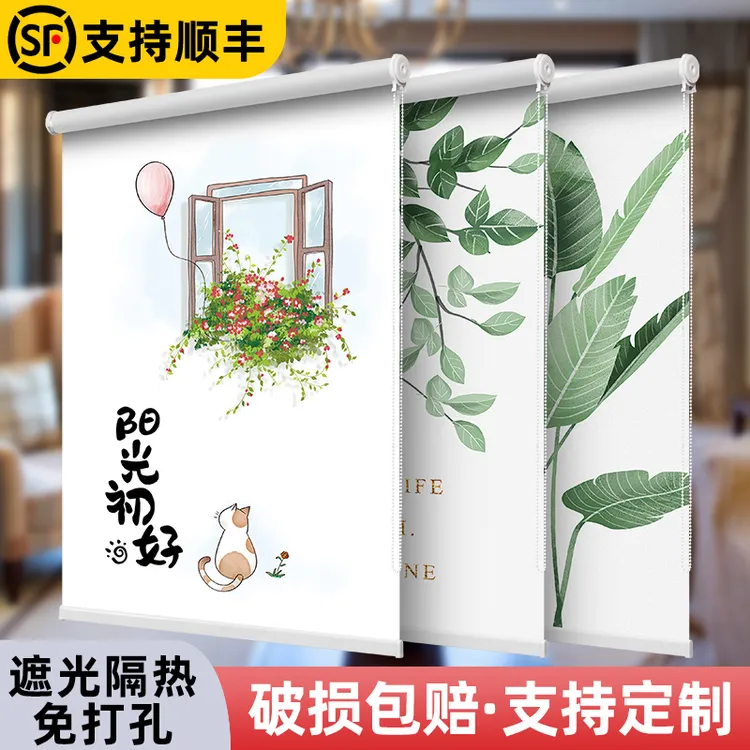 2025新款厨房卫生间卧室全遮光升降免打孔安装卷拉式卷帘窗帘