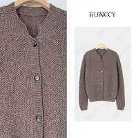 JIUNCCY【采绒】牦牛绒绵羊毛混纺立体颗粒感开衫毛衣 52YZZ146