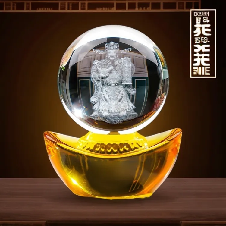 【内嵌财神】水晶玻璃财神爷家用招财办公室乔迁开业礼品
