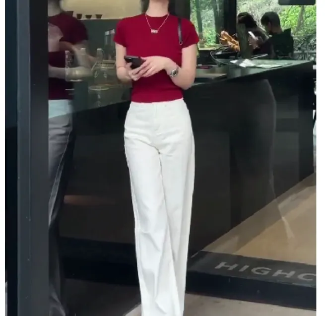 2025春季新款时尚女装网红气质爆款百搭洋气打底衫裤子蓝MA