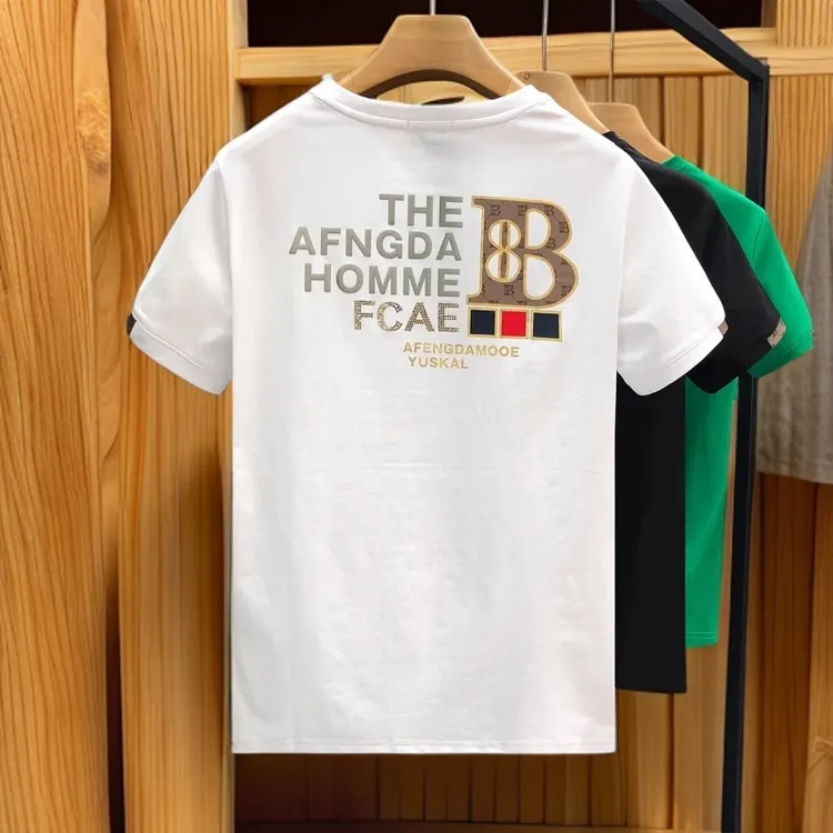 斯里卡琪高级感印花时尚短袖t恤男潮牌高端半袖夏季新款男士体恤