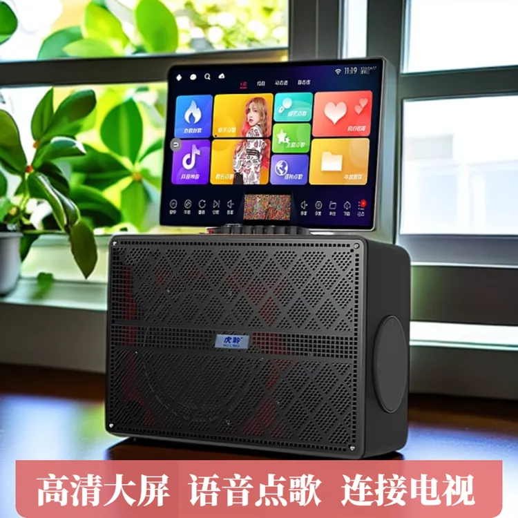 虎聆家用移动KTV点歌一体机声卡蓝牙直播音响K歌移动广场舞音箱