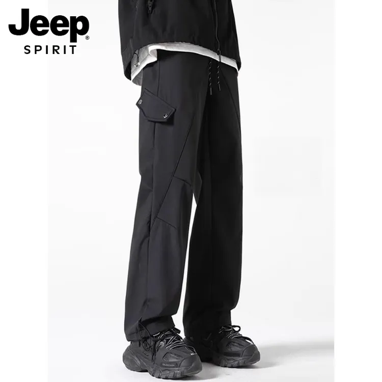 JEEPSPIRIT东北机能冲锋裤男宽松潮牌防水加厚登山裤加绒休闲速干