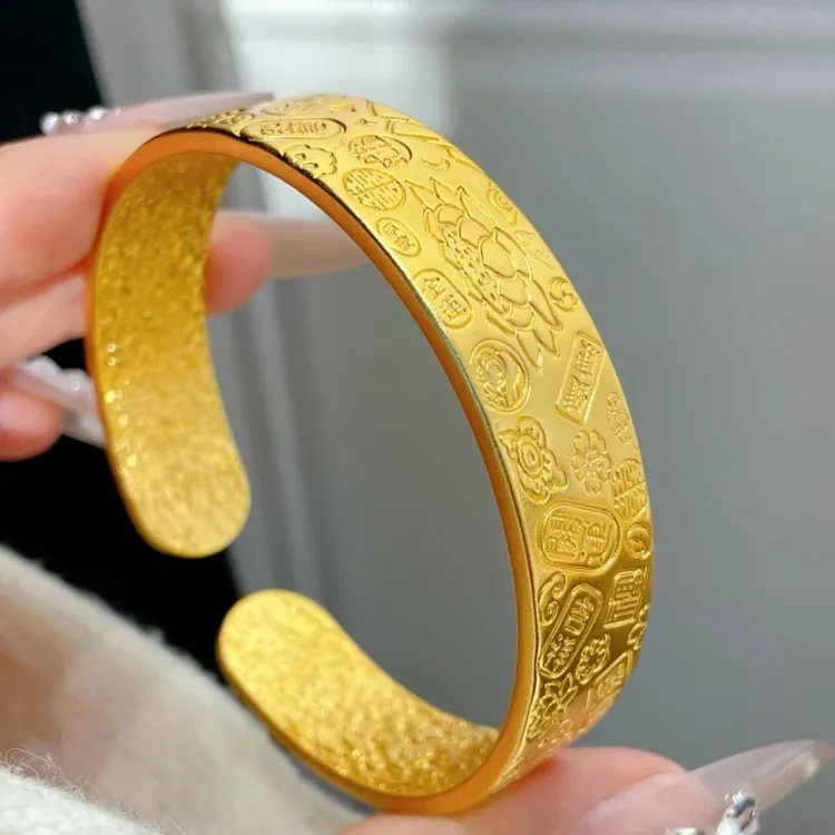 铜合金手镯 精品轮胎吉言手镯女款妈妈时尚复古古法传承呈祥素款