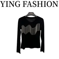 【YING FASHION】莹老板-时尚气质百搭流苏丝绒上衣 90970235 307