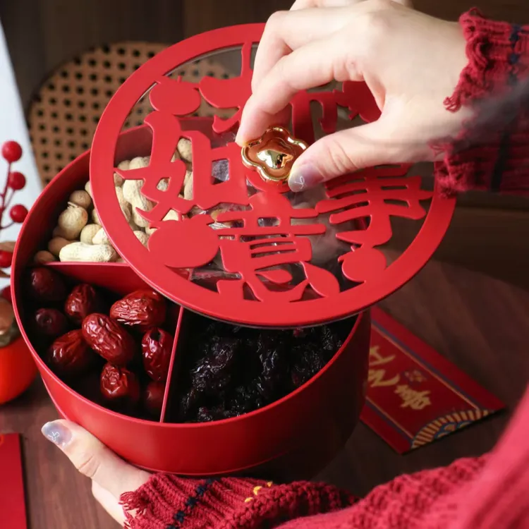 北杉金色果盘客厅家用高端精致高颜值干果盘新中式零