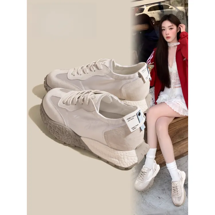 纪诗哲女鞋时尚舒适耐穿增高德训鞋女新款轻便透气拼色运动休闲鞋