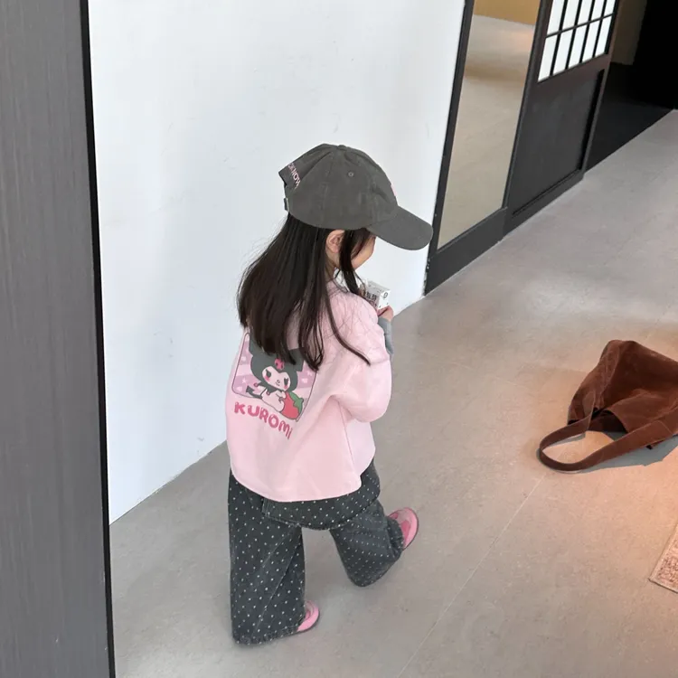 壹妈童装女童时尚套装2025秋季新款洋气女宝假两件卫衣波点裙裤